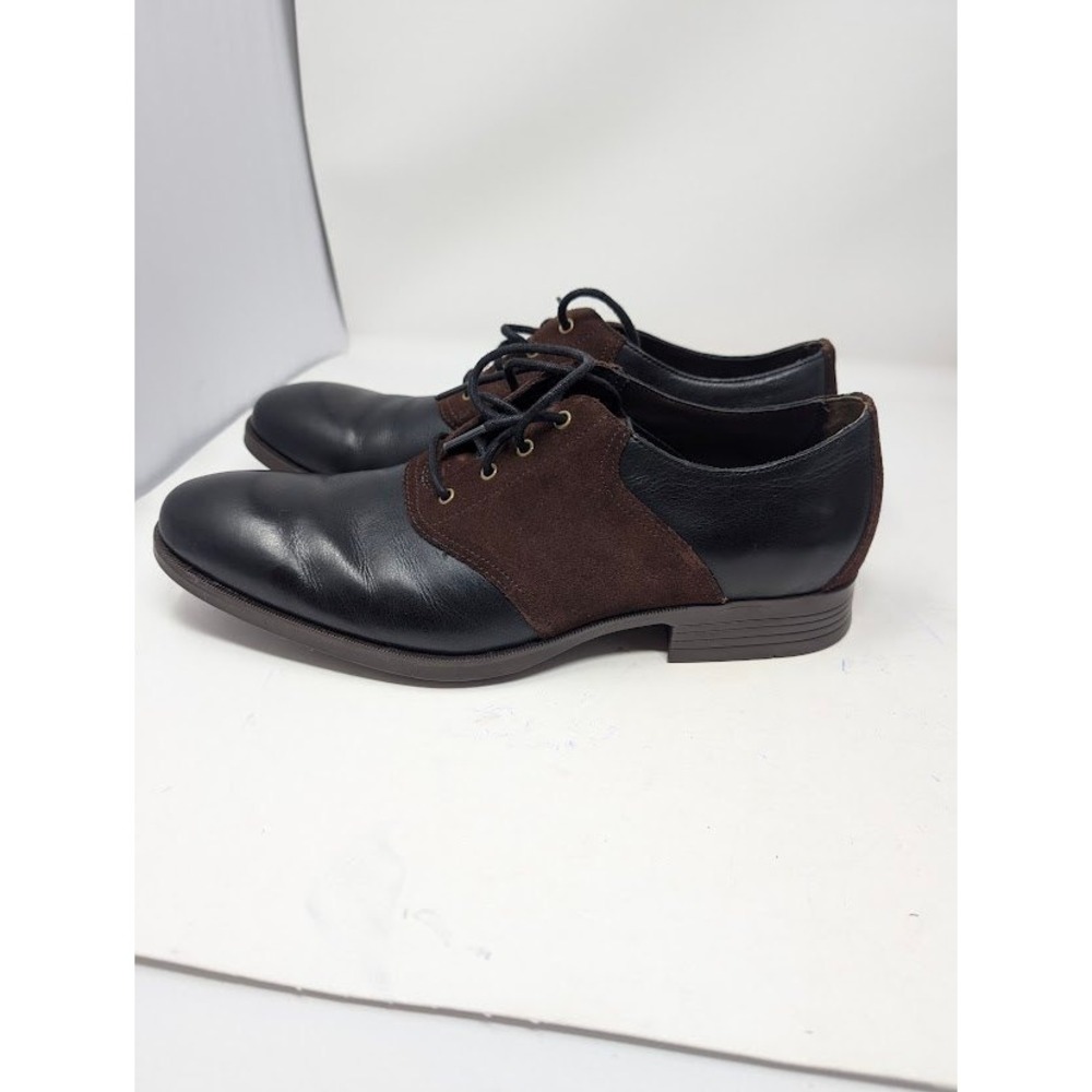 Cole Haan Wingtip Saddle Oxford Dress Shoes Black Brown Leather Suede Men's 9.5
